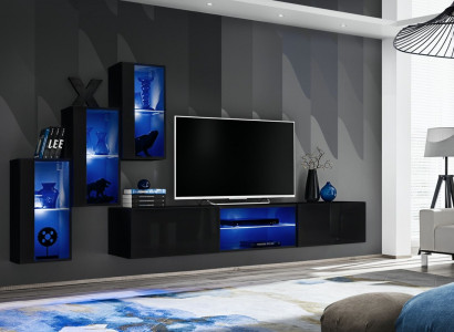 Luxury 3x Wall Cabinet Furniture Living Room Furniture Black Wall Shelves